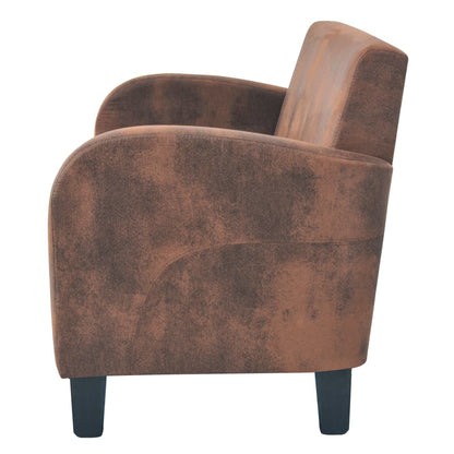 2 pcs sofa set faux suede brown