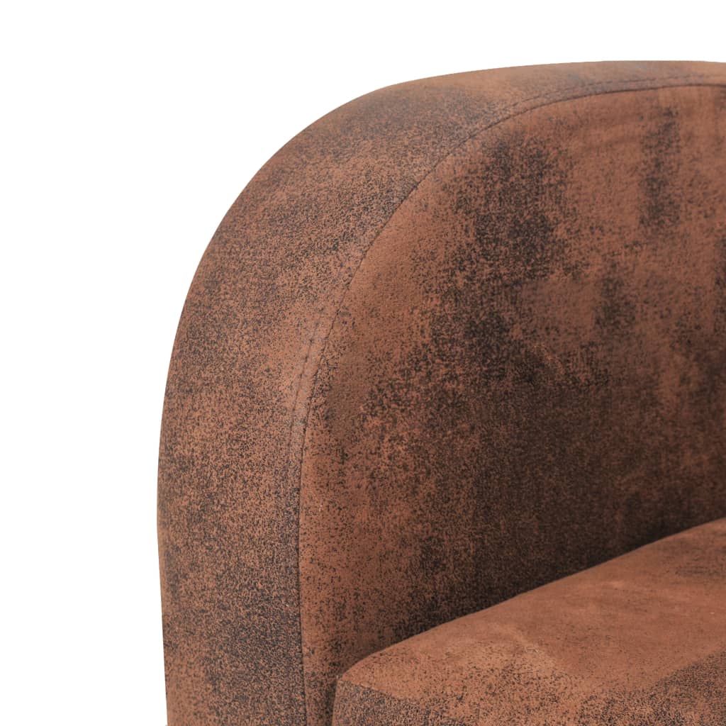 2 pcs sofa set faux suede brown