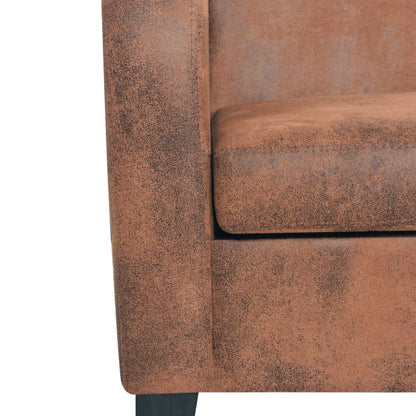 2 pcs sofa set faux suede brown