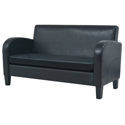 2 pcs sofa set black faux leather