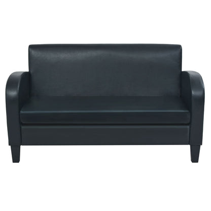 2 pcs sofa set black faux leather