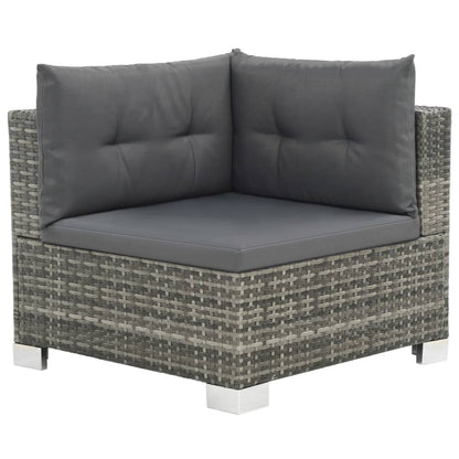 10 pcs conjunto lounge de jardim c/ almofadões vime PE cinzento