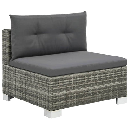 10 pcs conjunto lounge de jardim c/ almofadões vime PE cinzento