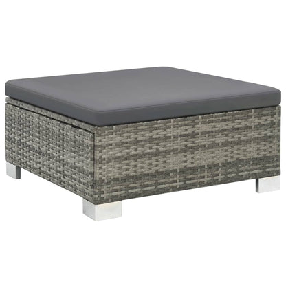10 pcs conjunto lounge de jardim c/ almofadões vime PE cinzento