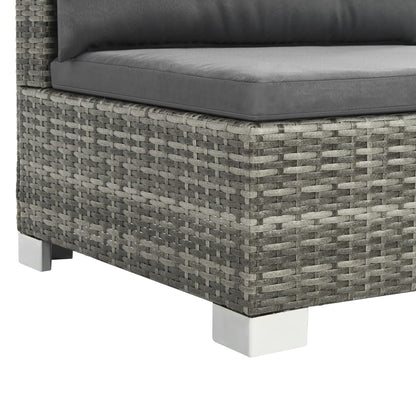 10 pcs conjunto lounge de jardim c/ almofadões vime PE cinzento