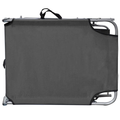 Sun lounger with grey steel canopy