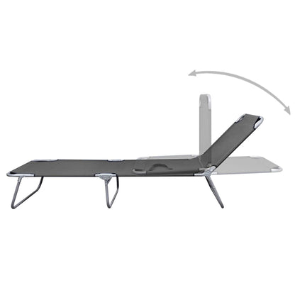 Folding sun lounger with adjustable backrest grey