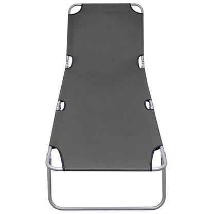 Folding sun lounger with adjustable backrest grey