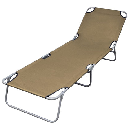 Folding sun lounger with adjustable backrest, grey-brown