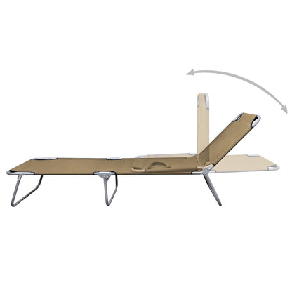 Folding sun lounger with adjustable backrest, grey-brown