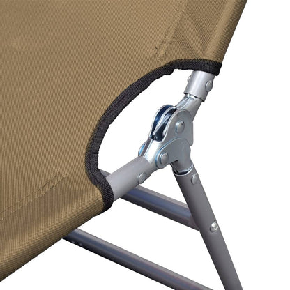 Folding sun lounger with adjustable backrest, grey-brown