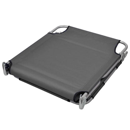 Folding sun lounger with adjustable back cushion grey