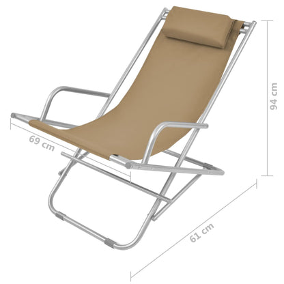 Reclining garden chairs 2 pcs steel grey-brown