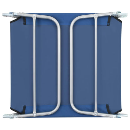 Folding sun loungers 2 pcs steel and blue fabric