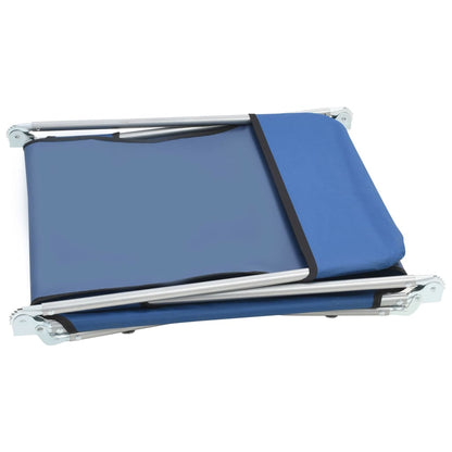 Folding sun loungers 2 pcs steel and blue fabric
