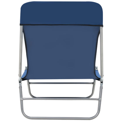 Folding sun loungers 2 pcs steel and blue fabric