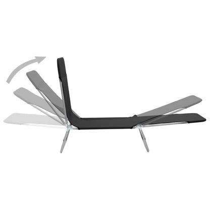 Folding sun loungers 2 pcs steel and black fabric