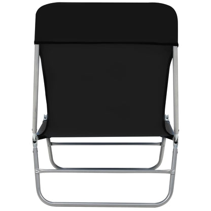 Folding sun loungers 2 pcs steel and black fabric