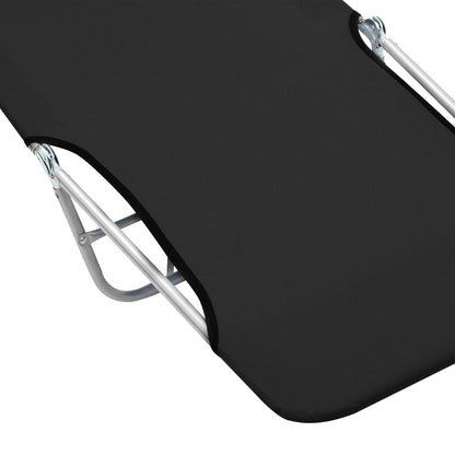Folding sun loungers 2 pcs steel and black fabric