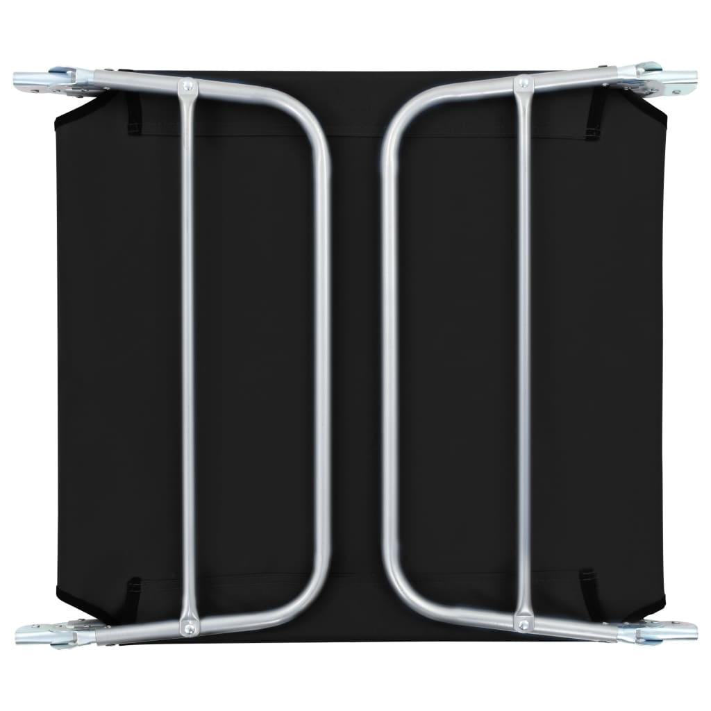 Folding sun loungers 2 pcs steel and black fabric