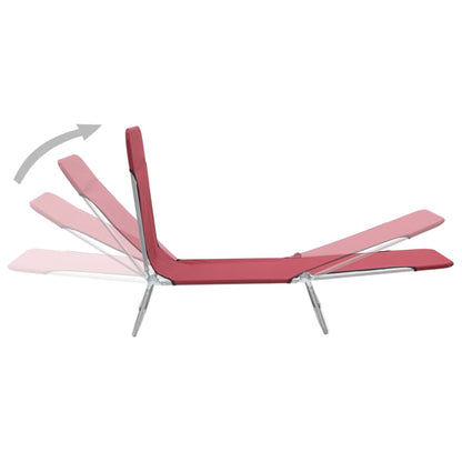 Folding sun loungers 2 pcs steel and red fabric
