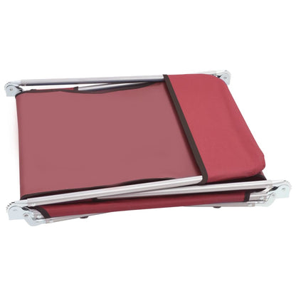 Folding sun loungers 2 pcs steel and red fabric