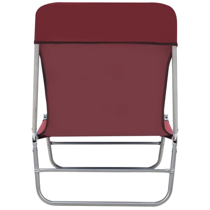Folding sun loungers 2 pcs steel and red fabric