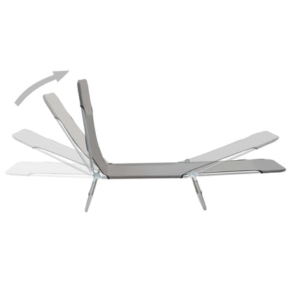 Folding sun loungers 2 pcs steel and grey fabric