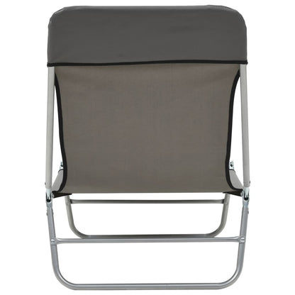 Folding sun loungers 2 pcs steel and grey fabric