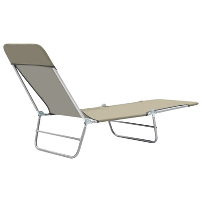 Folding sun loungers 2 pcs steel and fabric gray-brown