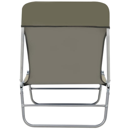 Folding sun loungers 2 pcs steel and fabric gray-brown