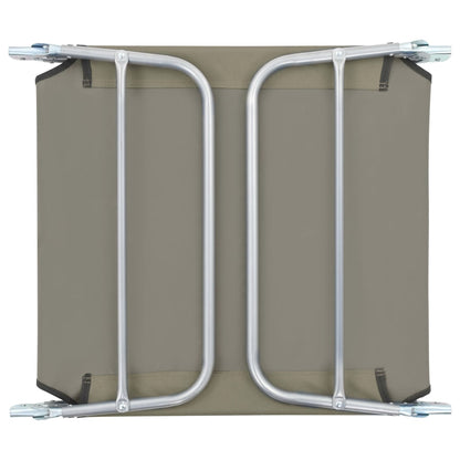Folding sun loungers 2 pcs steel and fabric gray-brown
