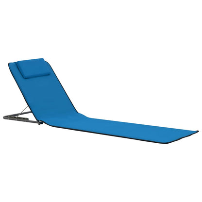 Folding Beach Mattresses 2 pcs Steel and Fabric Blue