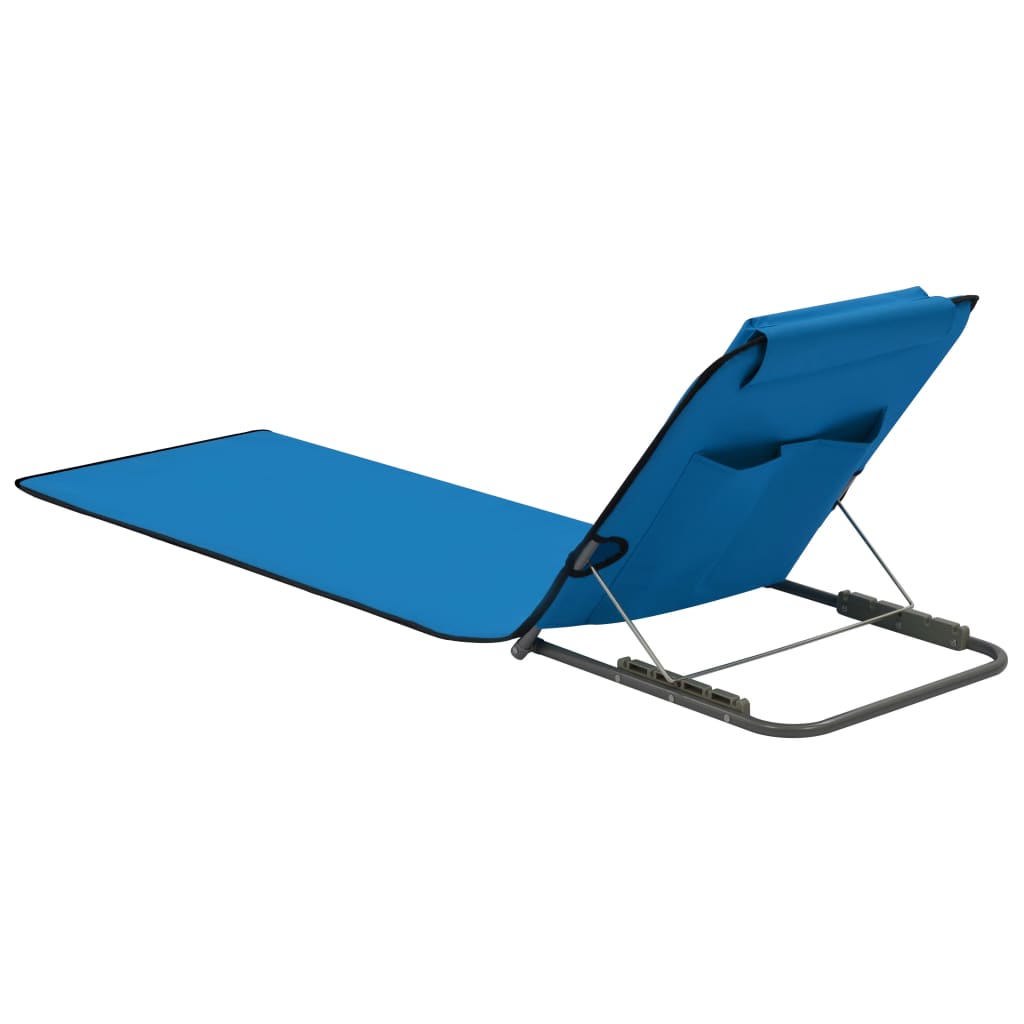 Folding Beach Mattresses 2 pcs Steel and Fabric Blue