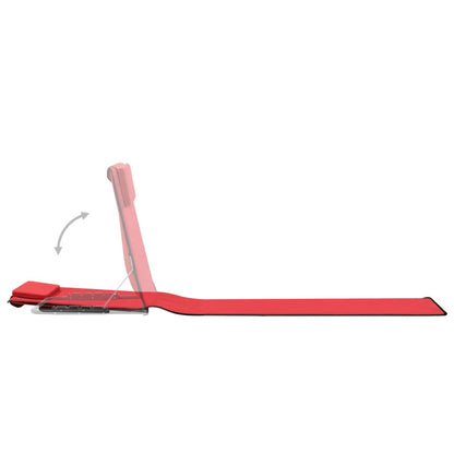 Folding Beach Mattresses 2 pcs Steel and Red Fabric