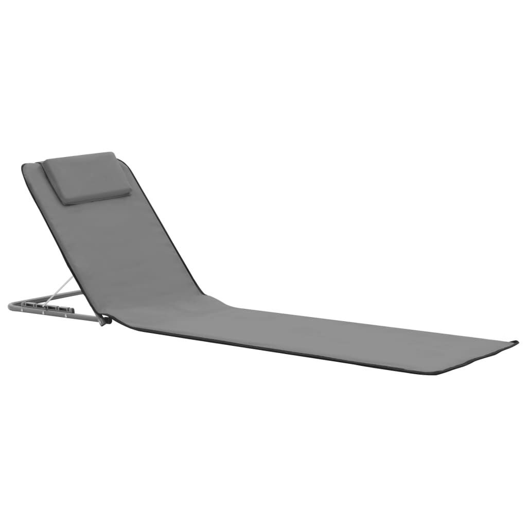 Folding Beach Mattresses 2 pcs Steel and Fabric Grey