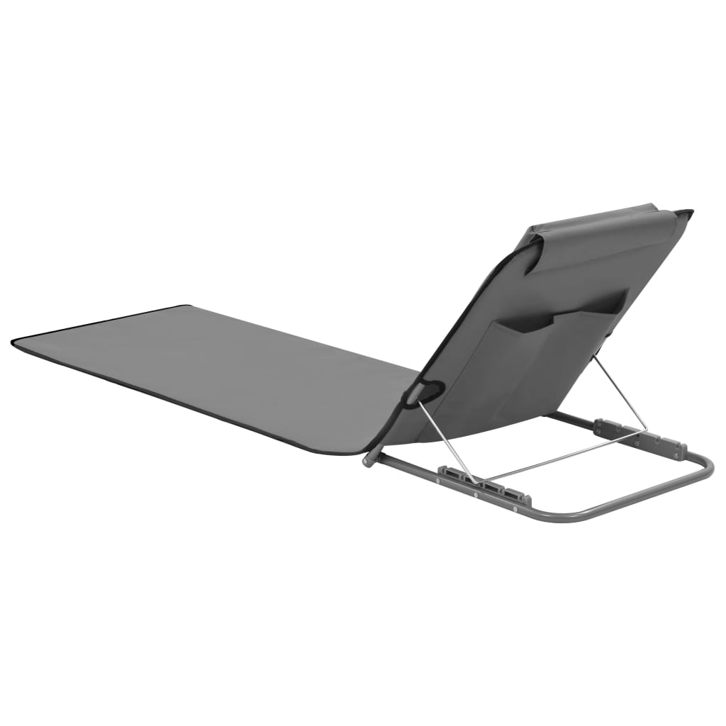Folding Beach Mattresses 2 pcs Steel and Fabric Grey
