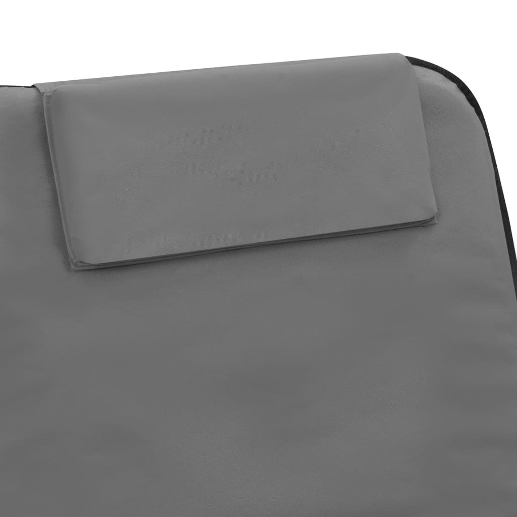 Folding Beach Mattresses 2 pcs Steel and Fabric Grey