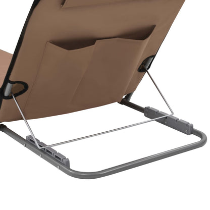 Folding Beach Mattresses 2 pcs Steel and Brown Fabric