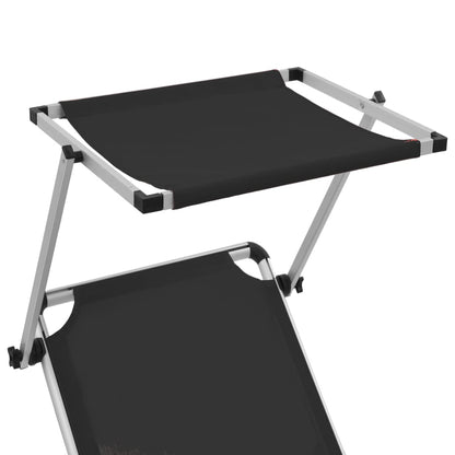 Folding sun lounger with aluminum roof and black textilene