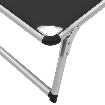 Folding sun lounger with aluminum roof and black textilene