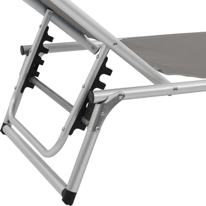 Folding sun lounger with aluminum roof and gray textilene