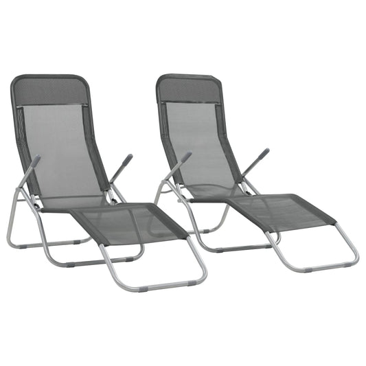 Folding sun loungers 2 pcs textilene anthracite