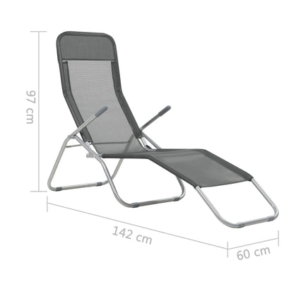 Folding sun loungers 2 pcs textilene anthracite