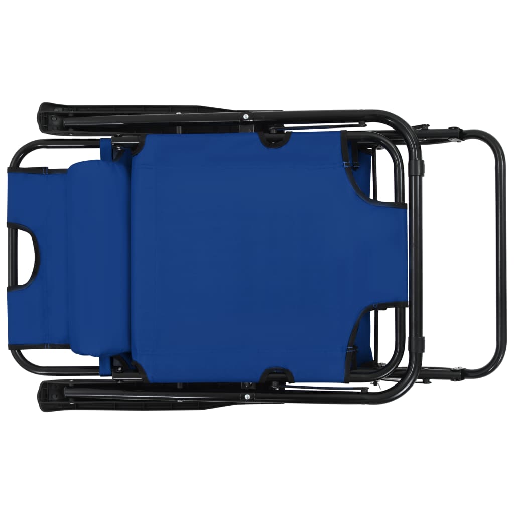 Folding sun loungers with footrests 2 pcs blue steel
