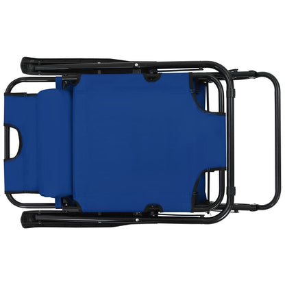 Folding sun loungers with footrests 2 pcs blue steel