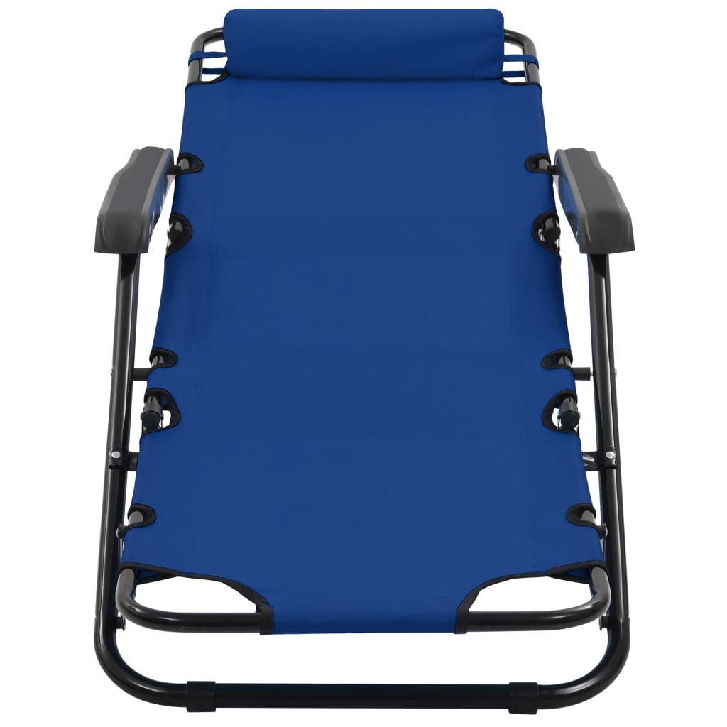 Folding sun loungers with footrests 2 pcs blue steel