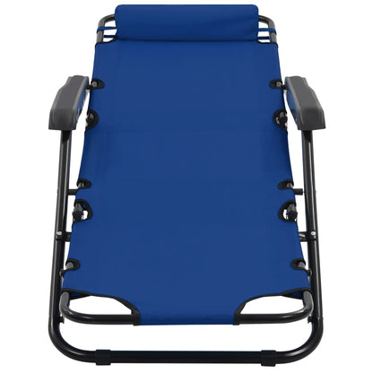 Folding sun loungers with footrests 2 pcs blue steel