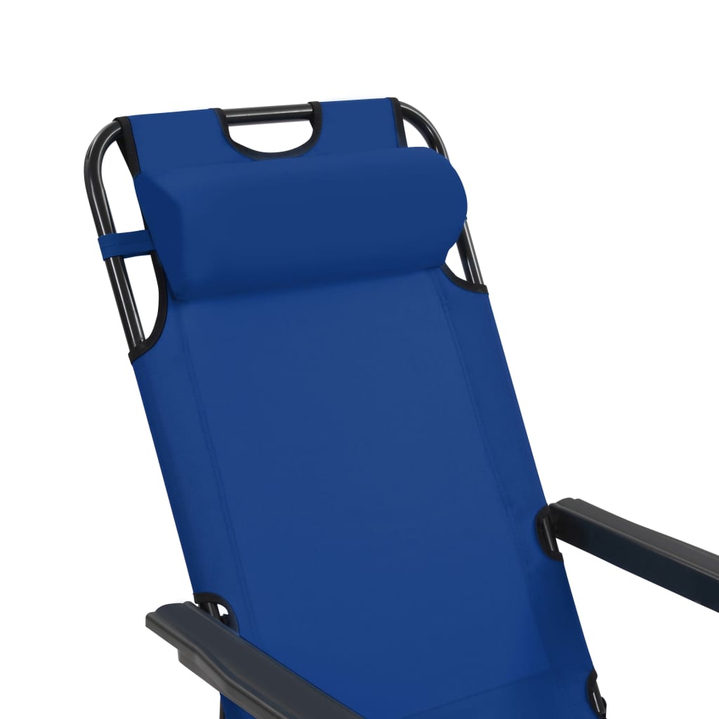 Folding sun loungers with footrests 2 pcs blue steel
