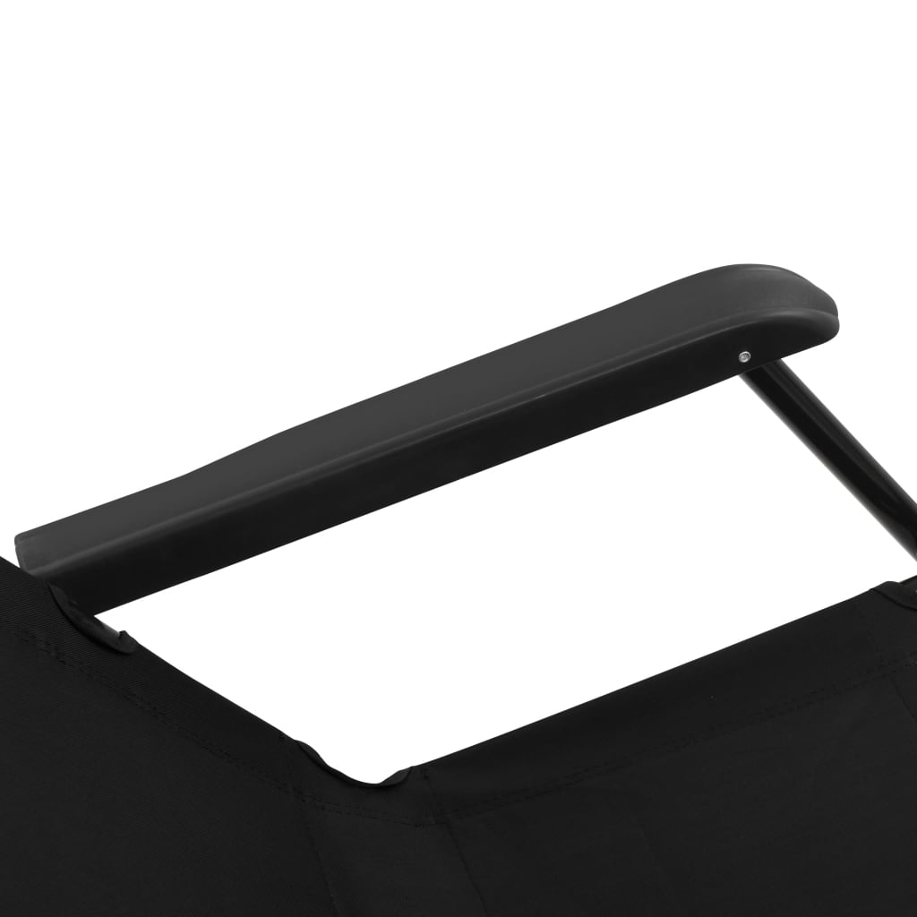 Folding sun loungers with footrests 2 pcs black steel